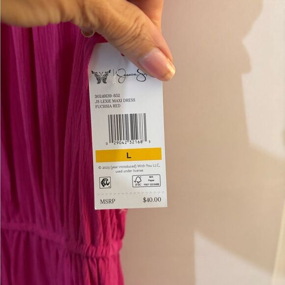 NWT Jessica Simpson Lexie Pink Maxi Dress Sz L - Picture 8 of 10